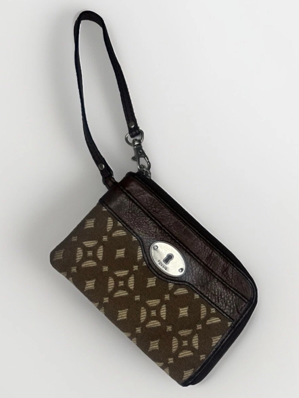 Fossil Key-Per Wristlet Wallet Geometric Print Coated Canvas Boho